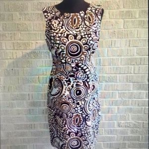 David Meister sleeveless abstract print dress